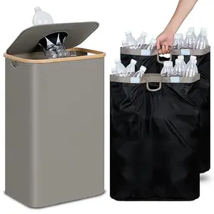 Recycling Bin for Kitchen 26 Gallon, 100L Recycle Bin with 2 Removeable and Reusable Inner Bag, Large Recycling bin with lid for Bottle Can Plastice Stickers