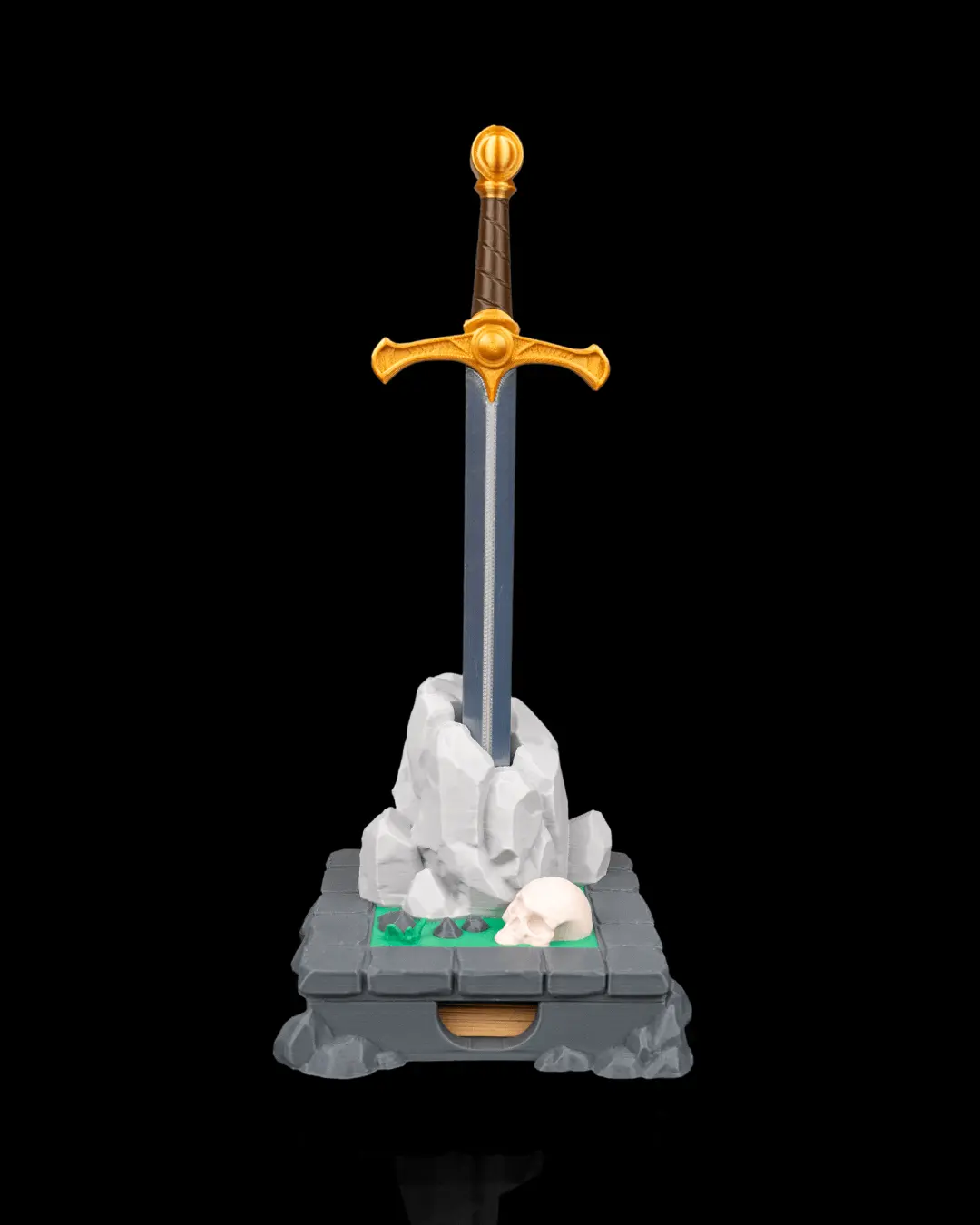 Deskalibur Fantasy Planted-in-Stone Desk Organizer - Desk Accessories for Gaming Setups, Collectible Compact Pen Holder and Sticky Note Tray, Giftable Home Office Stationery Accessory