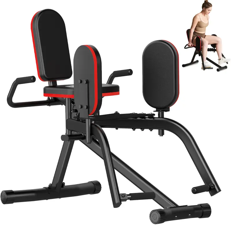 HXD-ERGO Hip Abductor Machine - Unisex Home Exercise Machine, Compact Steel Home Training Equipment with 3 Preset Resistance Levels, 440lb Capacity, Silent Design, Leather Seat, 360° Pivoting Leg Pads to Activate Hips, Glutes, and Outer Thighs