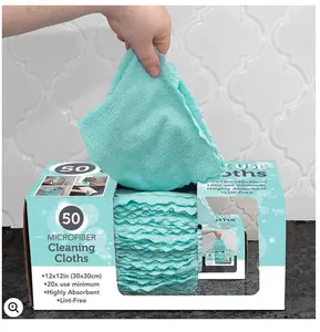 Reusable Detail Microfiber Rags - 50 Count - With Patented self dispensing box