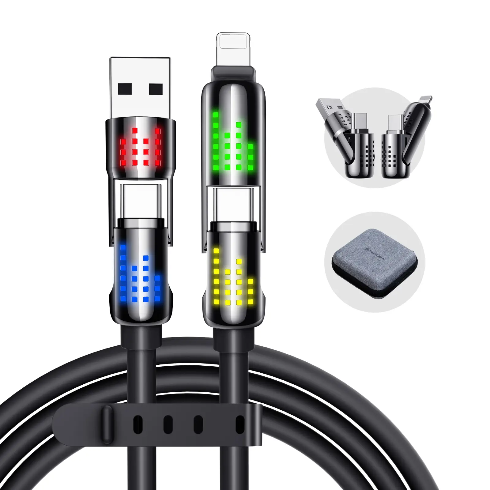 New MAGIC JOHN 4 in 1 Charging Cable 240W Super Fast Charge with RGB Lighting