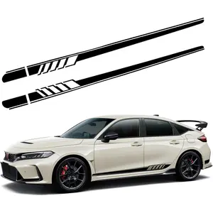 New Upgrade 2 PCS Car Side Skirt Decals, 88.58" x 4.52" Long Stripes Stickers, PVC Auto Personalized Stickers, Waterproof Body Decoration, Universal for Most Cars, Trucks, SUVs (Black)