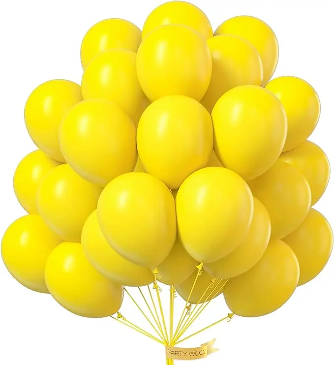 PartyWoo Yellow Balloons 100 pcs 10 Inch Matte Yellow Latex Helium Balloons for Easter Bee Baby Shower Gender Reveal Engagement Sunflower Graduation Birthday Party Decorations Yellow-Y55
