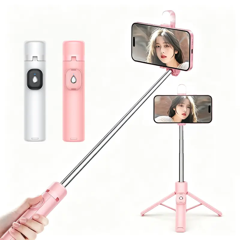 2026 Upgraded 4-in-1 35in Compact Selfie Stick with Wireless Remote, Stable 4-Legged Base, Metal-Plastic Handle, Convertible Camera Grip-Handheld Stabilizer-Phone Stand Tripod for iPhone, Travel Vlogging Gear, Phone Accessories (Fits Most Devices)