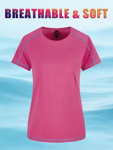 Summer Best-Selling Women's Fitness Shirt Short Sleeve Activewear T Shirt Sports Outdoor T-Shirt, Loose Fit Sweat-Wicking Running Workout Top