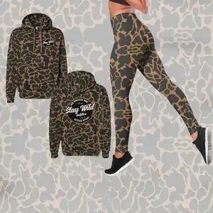 Camo Hoodie & Legging Matching Outfit for Women (Separate Hoodie / Legging), Outdoor Hunting Outfit, Camouflage Loungewear, Gift for Her Casual Womenswear