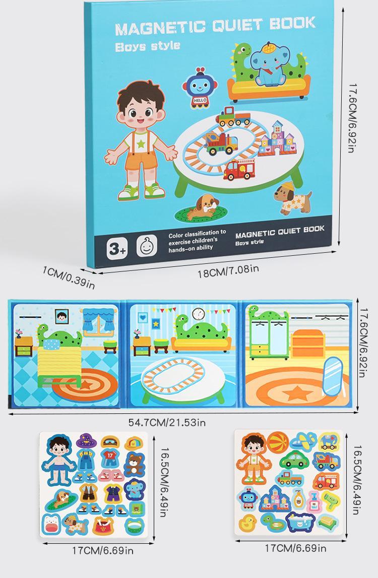 Magnetic Quiet Book for Toddlers 3-5 - Montessori Busy Book with Stickers, Educational Preschool Learning Activity Toys, Travel & Birthday Gifts for Kids