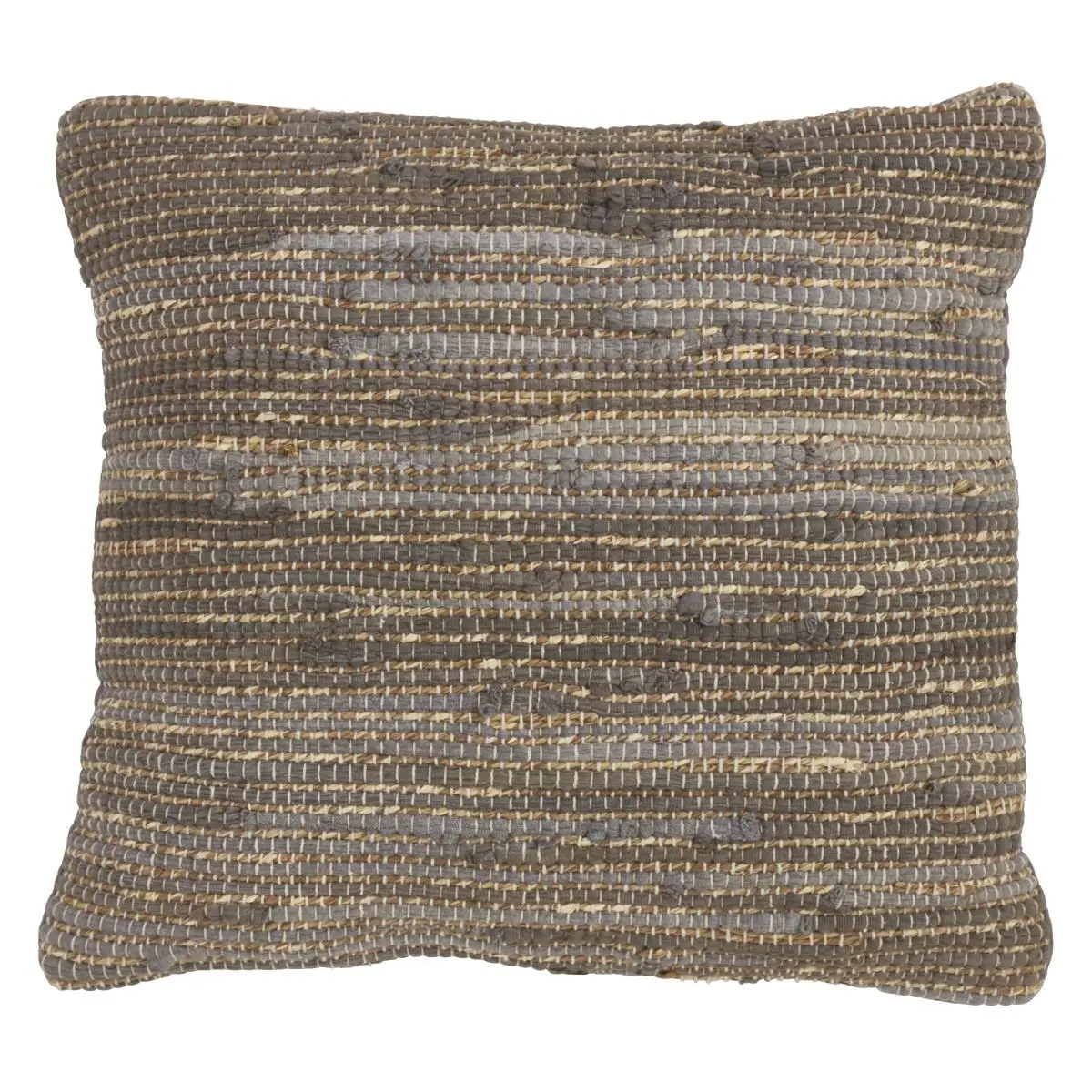 212 MAIN Handwoven Jute-Cotton Chindi Design Down-Filled Woven Sofa Cushion, Blue & Grey Weave, Earthy Tone, Rustic Vibe, Ideal for Indoor Use