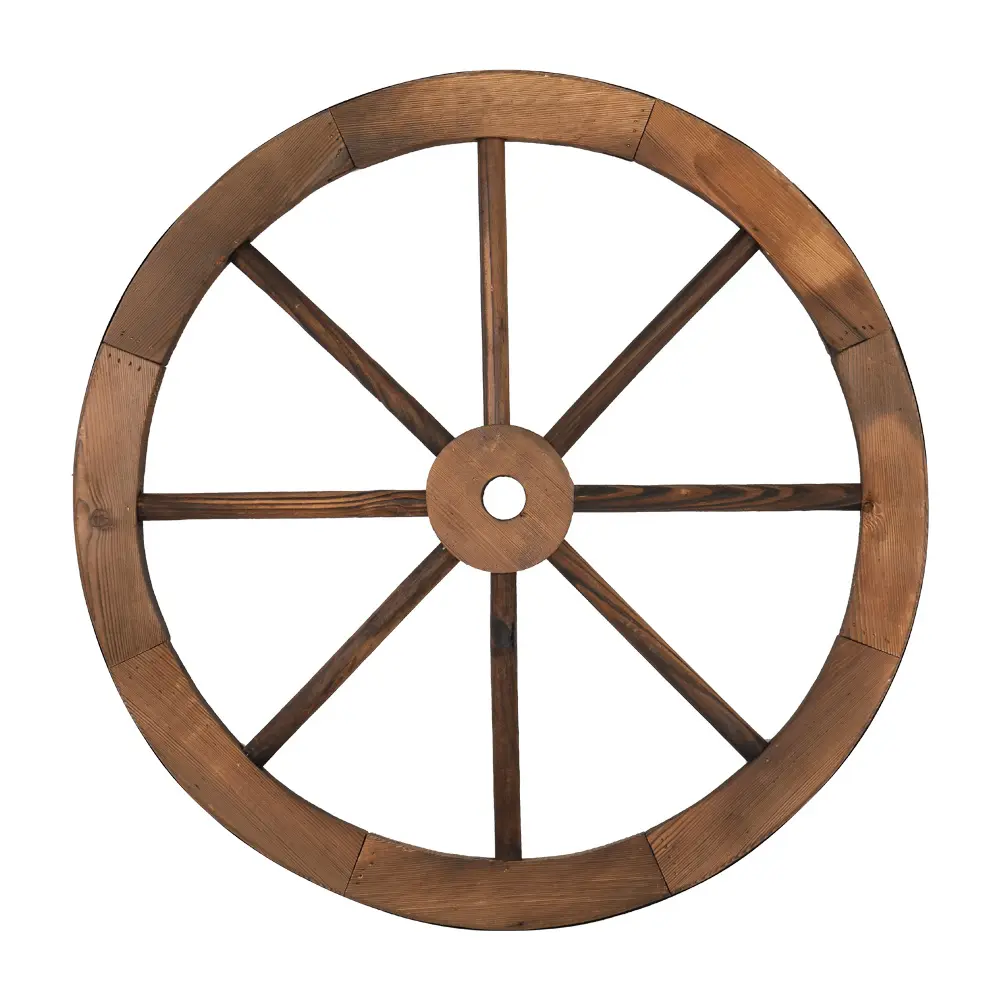 New 2pcs 24-Inch Old Western Style Garden Art Wall Decor Wooden Wagon Wheel Brow
