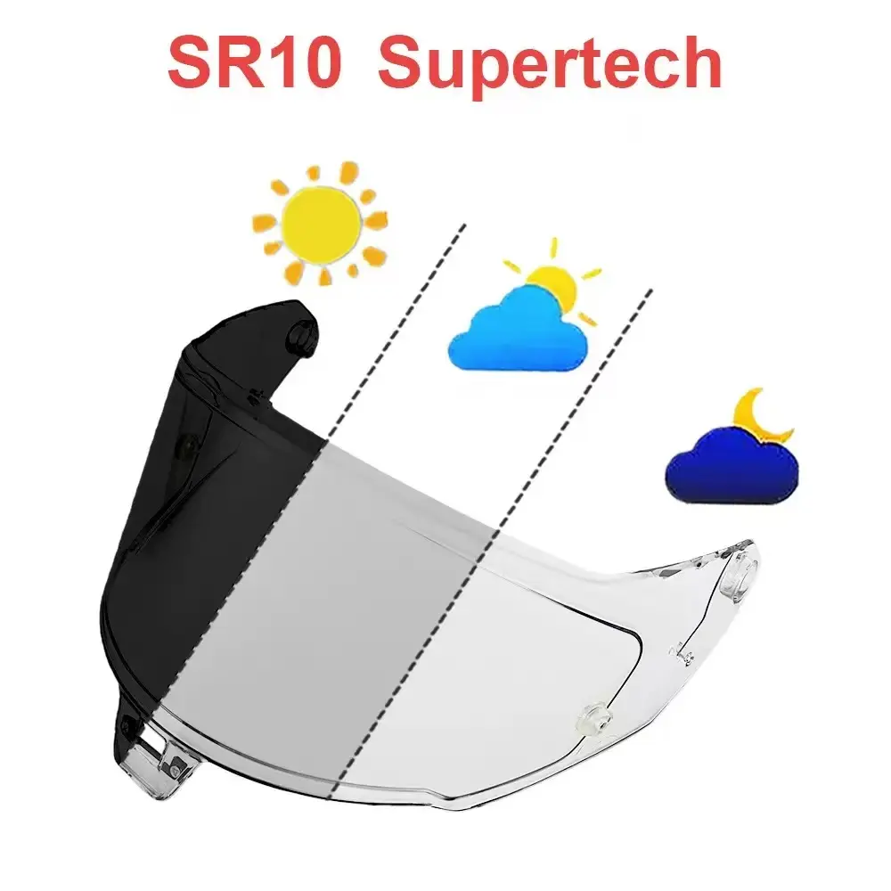 Motorcycle Helmet Replacement Lens Shield - PC Photochromic Moto Style Visor, Tea Revo Red, Compatible with Alpinestars Supertech R10/SR10, Rain & Eye Protection Gear, Photochromic Lenses
