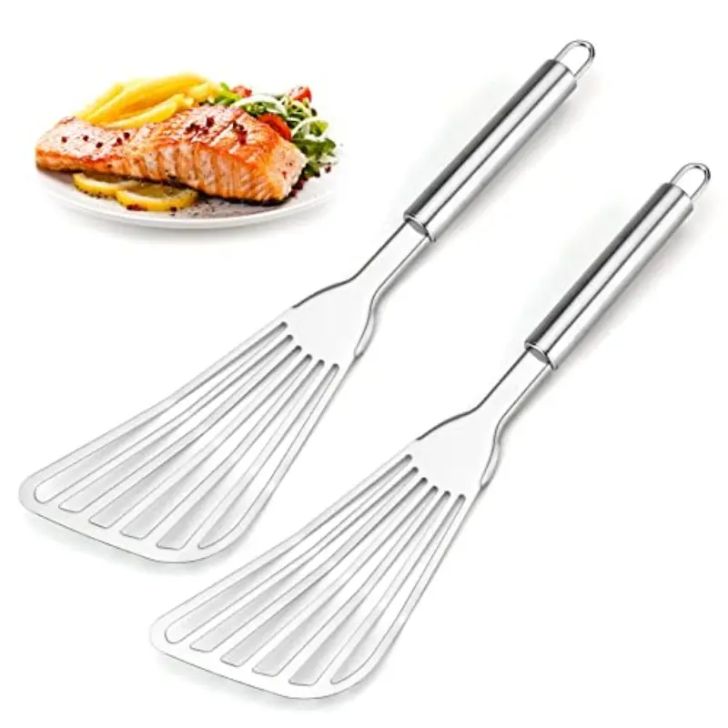 Stainless Steel Fish & Steak Spatula, Multi-Functional Slanted Slotted Turner, Easy to Clean Kitchen Tool Utensils, Cooking Utensils, for Kitchen, Restaurant & Fish Frying