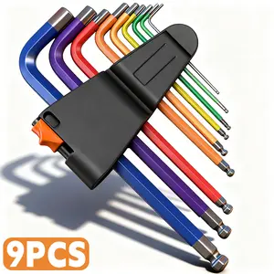 Hex Key Set, 9PCS Metric Allen Key Set, 1.5-10MM, Anti-Slip Long Ball End Hex Wrench Set, Color Coding Hex Key Set for Disassembling Mechanical Equipment, Vehicle, and Bicycle Repairs