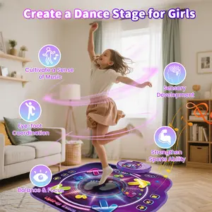 NOMI Dance Mat Toys for 3-12 Year Old Kids, Electronic Dance Pad with Light-up 4-Button Wireless Bluetooth, Music Dance with 4 Game Modes, Christmas gift Birthday Toys Gifts for 3 4 5 6 7 8 9 10+ Year Old Girls