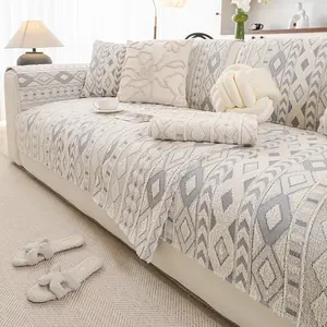 Vintage Geometric Sofa Cushion, Anti-Slip Dirt Resistant Cat Scratch Proof, Pet Friendly Couch Pad for Bedroom Living Room