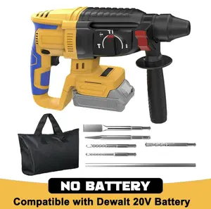 GRIONE SDS Cordless Rotary Hammer Compatible With Dewalt 20V Battery Brushless SDS Rotary Hammer Drill for Concrete/Masonry/Wood/Metal,4 Modes with Carrying Bag and 5 Drill (Tool Only)