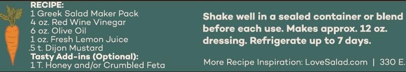 Salad Maker Italian Greek dry salad dressing mix 15 pack box, gluten free, preservative free, no msg, dairy free, makes 12 oz of salad dressing