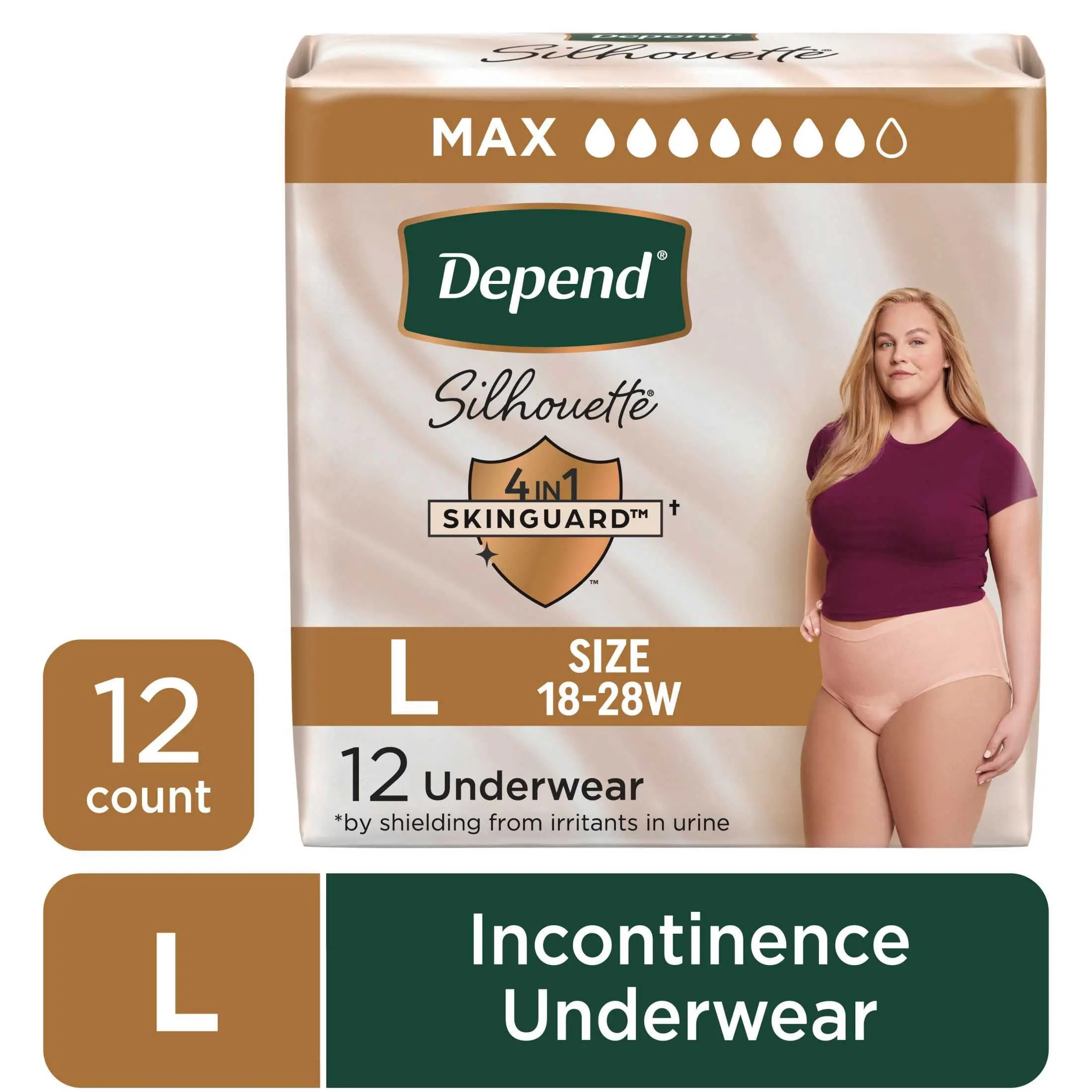 Womens Incontinence Underwear, Disposable Bladder Leak Protection with Comfortable Silhouette Design, For Postpartum & Everyday Use, Adult Protective Underwear Bladder Leak Underwear L 2 Pack