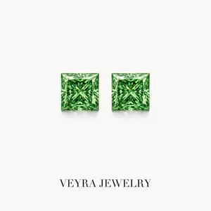 Green Princess Cut Moissanite Loose Stone 2ct | VVS1 Clarity, Traceable GRA Certificate jewelry