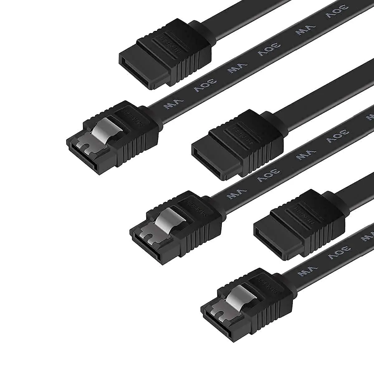 SGElectronix 6-Pack Flexible SATA III Data Cable, 6Gbps Straight with Locking Latch, 20in Upgraded Data Transfer Cable for HDD, SSD, CD Driver Writer (Black)