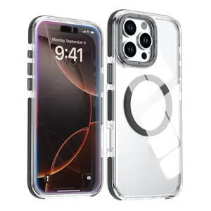 For OPPO A3 A5 Pro A3X A38 A18 A58 A60 A79 A78 A58 Reno 14 14F 13F 12F Pro 5G Luxury Anti-slip Edge Transparent Phone Case PC+TPU Magnetic Cover
