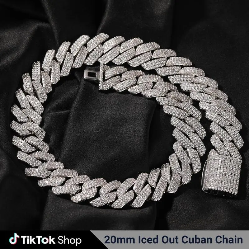 20mm Iced Out Cuban Chain Necklace CZ Full Pave Zirconia Hip Hop Jewelry for Men Gift Daily Wear Accessory 20mm Iced Out Cuban Chain Necklace CZ Full Pave Zirconia Hip Hop Jewelry for Men Gift Daily Wear Accessory