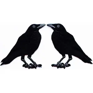 Set 2 count  Black Crow Raven Birds  Cartoon Iron on Patch Embroidered Patch Supplies for Jacket Bags Jeans Backpack Clothes DIY
