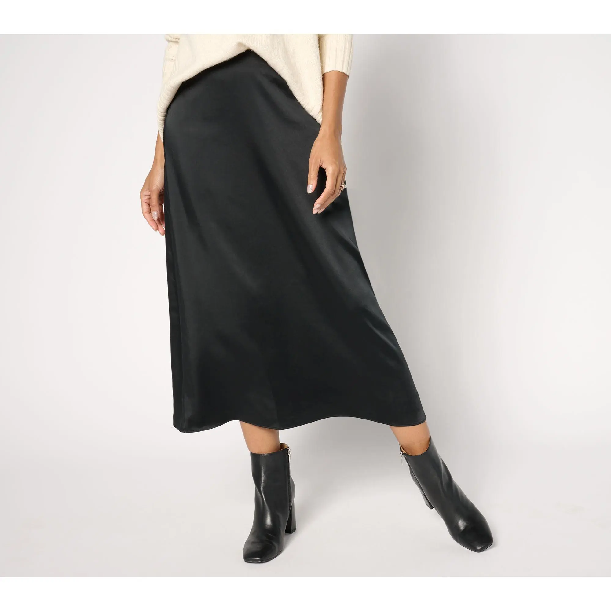 Me by Jennie Garth Petite Brookline Satin Midi Skirt
