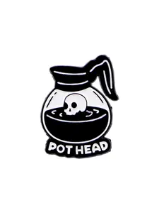 Pot Head Terror Skull Enamel Pin, Vintage Badge, Fashion Punk Brooch, Perfect for Bags, Clothing, Hats, Halloween Party Gift, Hat Pins