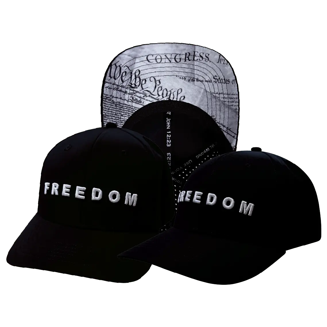 FREEDOM Hat - Black - Baseball Hat Fit - Laser Mesh - Proceeds go to TPUSA