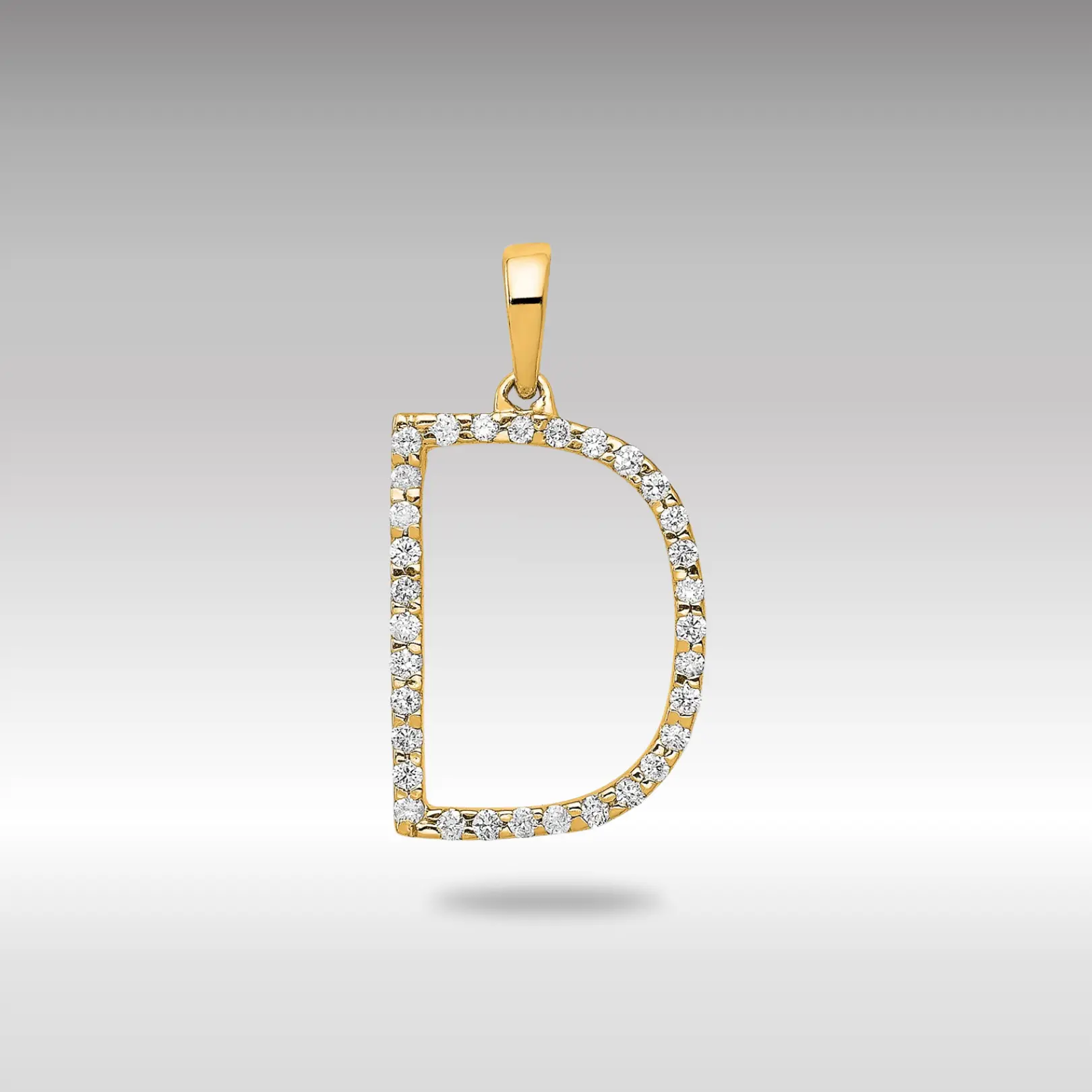 14K Gold Diamond Letter D Initial Pendant - Model PM5222D-010-YA