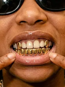 1 Set Hip Hop Gold Silver Teeth Grillz Tooth Jewelry for Women Men Hip Hop Star Dental Grillz CZ Diamond Outfits Accessory For Decoration, Event Ready, Banquet, Prom, Party