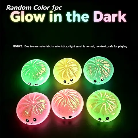 Dumpling Squishy Glow Toy Single Piece - Realistic Food Shape Squishies Toy, Soft Rebound Texture, Luminous Stress Relief Fidget, Desktop Ornament, Unisex Relaxation Gift for Adults & Teens