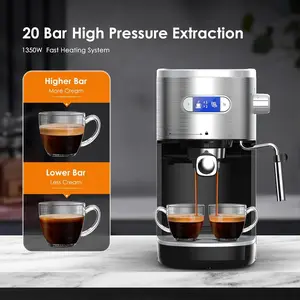 Commercial Espresso Machine 20 Bar, Compact Espresso Maker with Milk Frother Steam Wand, Expresso Coffee Machines with 45 OZ Removable Water Tank for Cappuccino, Latte, Home,summerwins