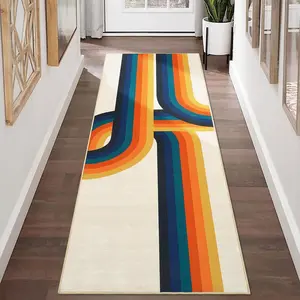 GARVEE Hallway Runner Rug 2x6 - Modern Kitchen Rugs Non Slip Non-Shedding Washable Soft Touch Carpet Runner Rug Stylish Area Rug Runner for Home Kitchen Bedroom Beige/Blue/Orange