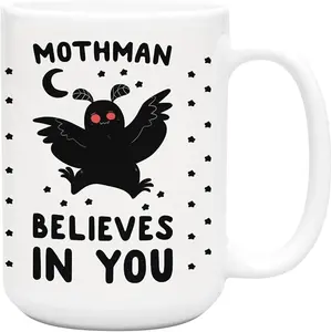 Mothman Coffee Mug - Unique Coffee Mugs & Halloween Mug, Double-Sided Print Ceramic Coffee Cups as Horror Mug & Cryptid Gifts, Dishwasher Safe Novelty Coffee Mugs for Women & Men,