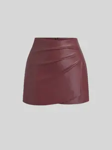 Women's sexy tight mini skirt, solid color, made of European and American retro PU leather, suitable for all seasons.