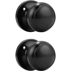 (2 Pack Classic Closet Door Knobs Dummy Door Knob, Individual Non-Turning Dummy Door Knob Single Side, Black Interior Door Knobs, Easy Installation