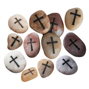 Elegant Cross Worry Stones - 12 Pc. | Natural Stone Faith Decor