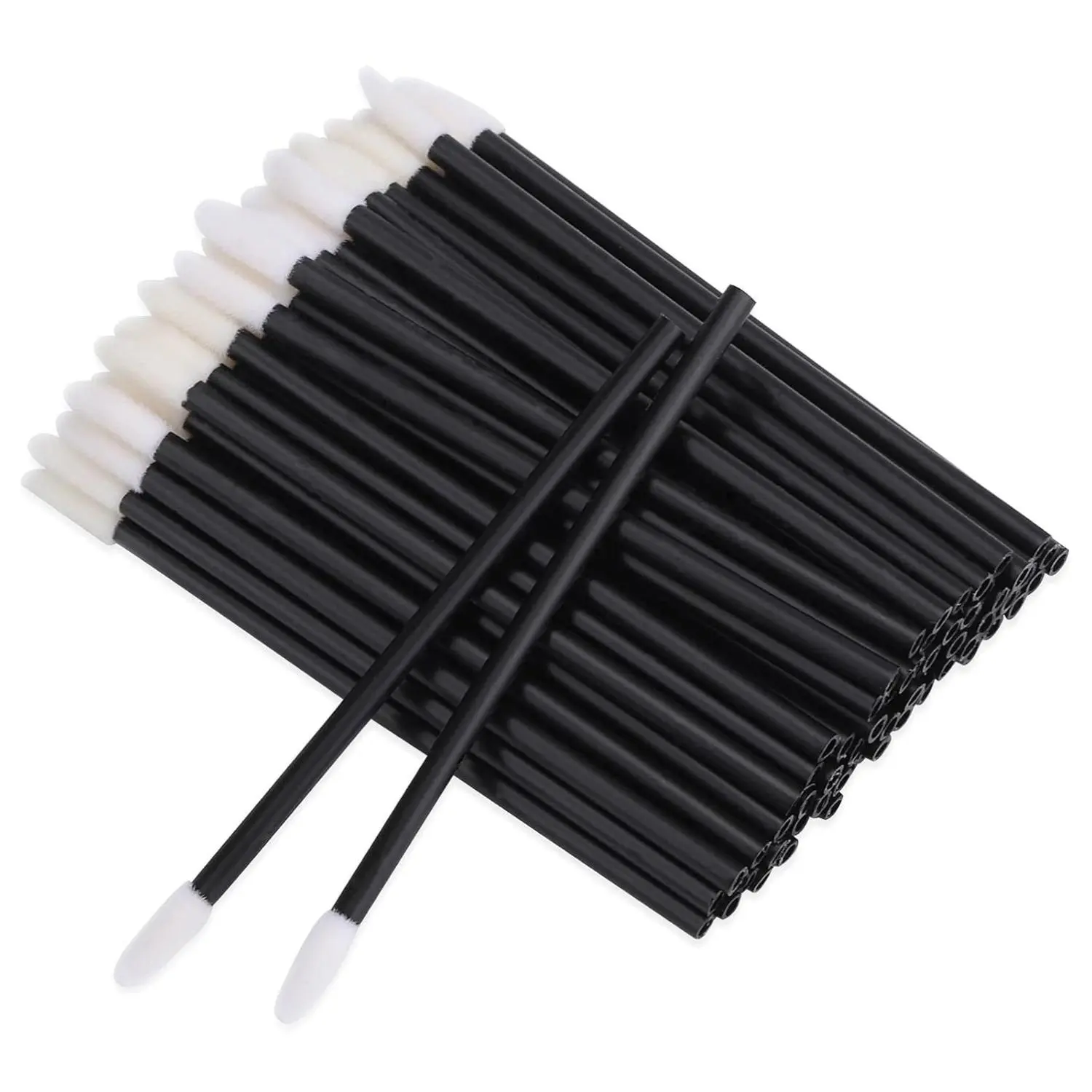 100 Pieces Disposable Lip Wands Lip Gloss Applicators Lipstick Lint Free Wands Makeup Applicator Lip Brushes Doe Foot Applicator for Lipstick Application & Lash Extensions Cleaner
