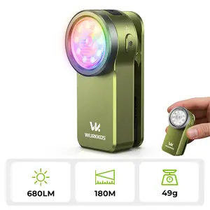 Wurkkos HD03 Outdoor Fill Light Clip Light 680LM USB C Rechargeable Pocket Flashlight with Spotlight/Flooglight(95 CRI)/RGB Lights/Magnet Inside/Buck Driver/Waterproof