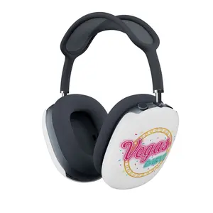 Vintage Retro Neon Casino Logo Polycarbonate AirPod Max Case, Audio Headphone Accessory with Wired Charging Compatibility and Protective Design