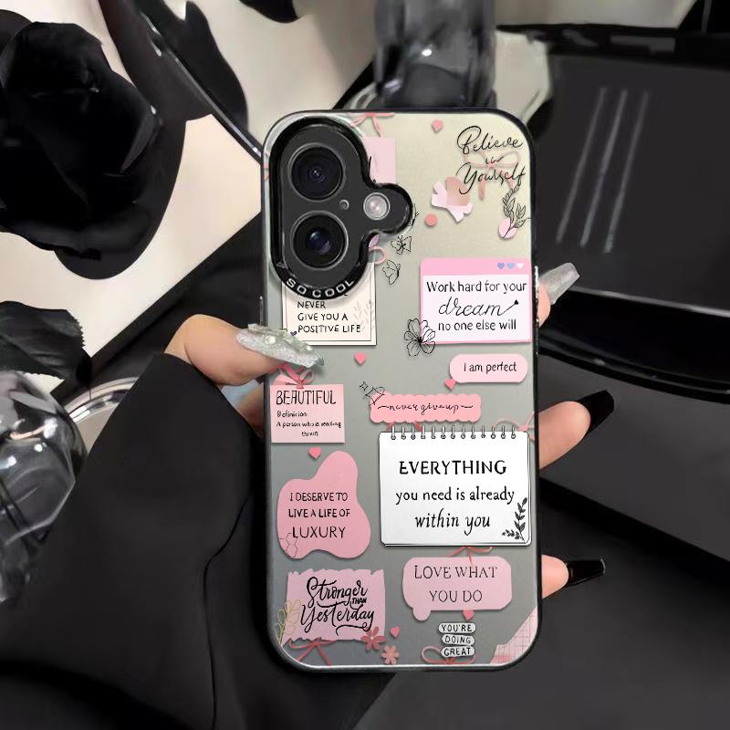 Pink Style Growth Quotes Phone Case Durable Hard Acrylic Back Case With An Anti-Yellowing Coating, Made From High-Quality Designed For Reliable Drop Protection For Your Phone For iPhone 17.16.15.14.13.12.11.X.XS.XSMAX.XR.8.7