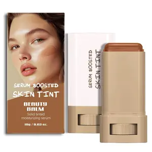 2 Pcs Foundation Stick Beauty Balm Serum Boosted Skin Tint Solid Tinted Moisturizing Serum Contour Stick Foundation for Women Natural Finish Makeup ( # 03, 0.63 OZ