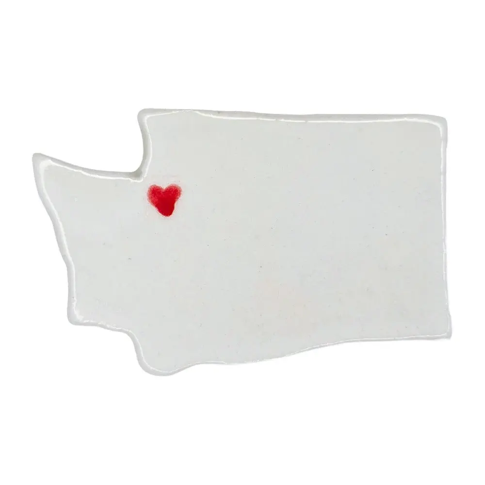Washington Custom Ceramic Magnet for Fridge - Handmade Gift with Red Heart Design