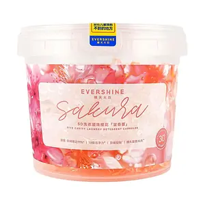 Evershine Sakura Laundry Detergent Pods - 5D Gel Beads, Long-Lasting Fragrance, Antibacterial, Mite Removal, Color Protection, Softening, 70 Count (Fragrance Version)