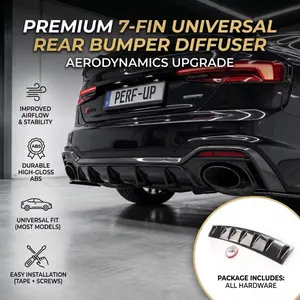 Universal 7-Fin Rear Bumper Diffuser, Self-Adhesive Aerodynamic Rear Chassis Fin Spoiler, Scratch-Resistant Lower Bumper Guard For Sedans Coupes SUVs