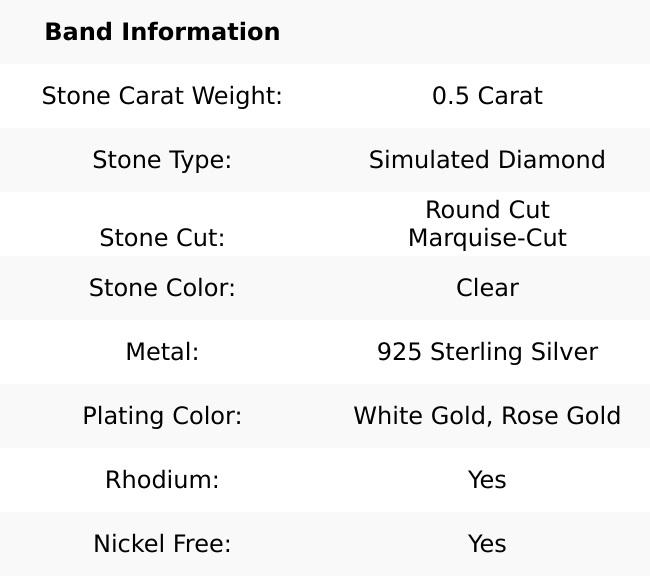 Marquise Cut Stackable V Shape Wedding Band