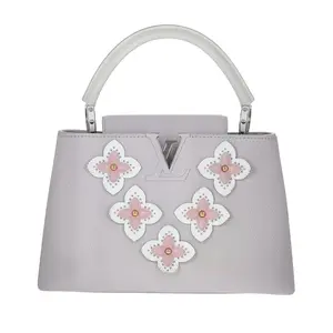 Pre-owned Louis Vuitton Taurillion Shoulder Bags Limited Edition Mechanical Flowers Capucines PM Grey