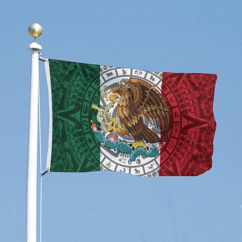 Customize Tapestrys Mexican Flag 3x5 Ft Outdoor/Indoor Durable Polyester Mexico Tapestry Vivid Color Fade Resistant Double-Sided with Brass Grommets  Mexican Banner Decor