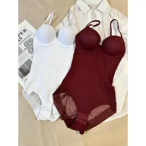 Women's Solid Color Shapewear Cami Bodysuit, Casual Comfy Breathable Tummy Control Shaper, Ladies Waistband Shaping Bodysuit for All Seasons, Womenswear,?Underwear（gift）